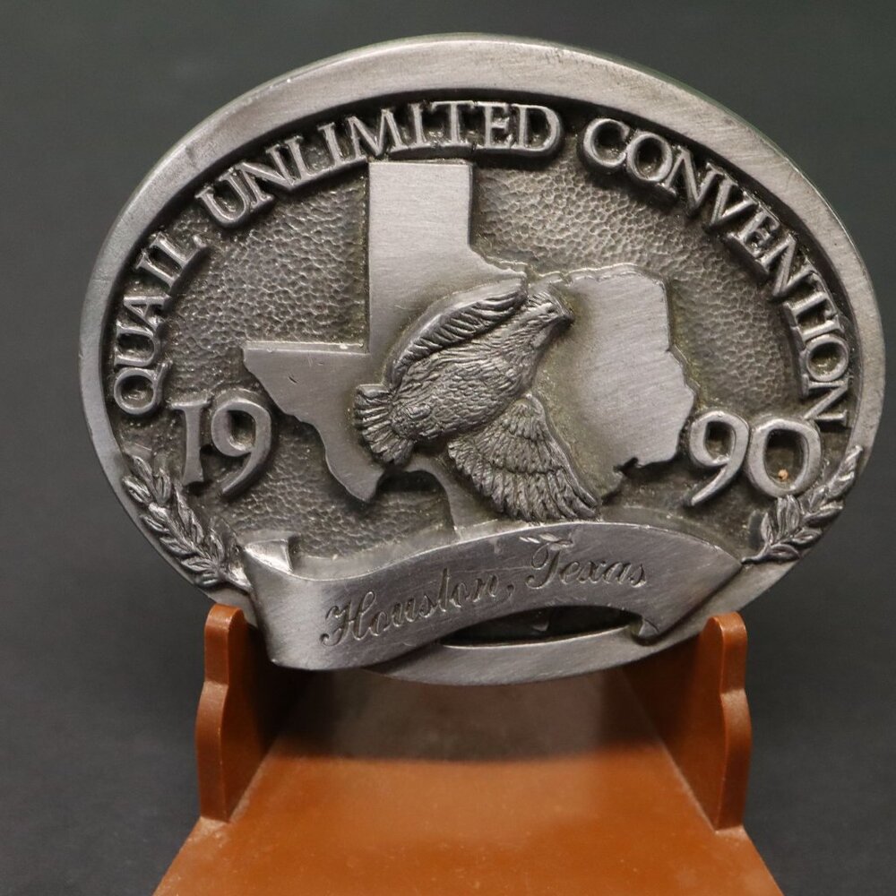 Quail Unlimited Belt Buckle - 1990 Houston Convention LTD #/1000